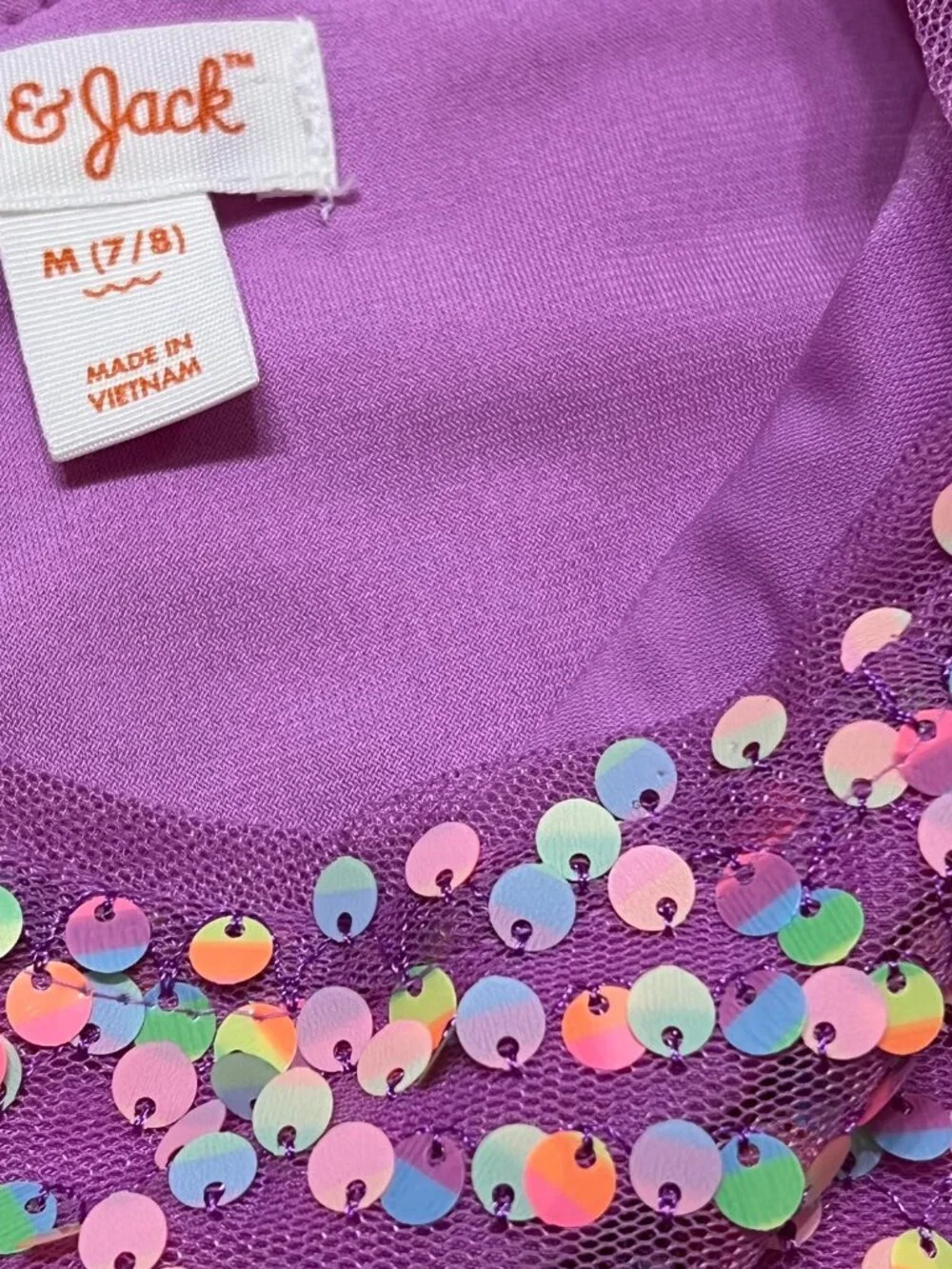 Cat & Jack Lilac Hankerchief Hem Sequin Dress Girls M (7/8)